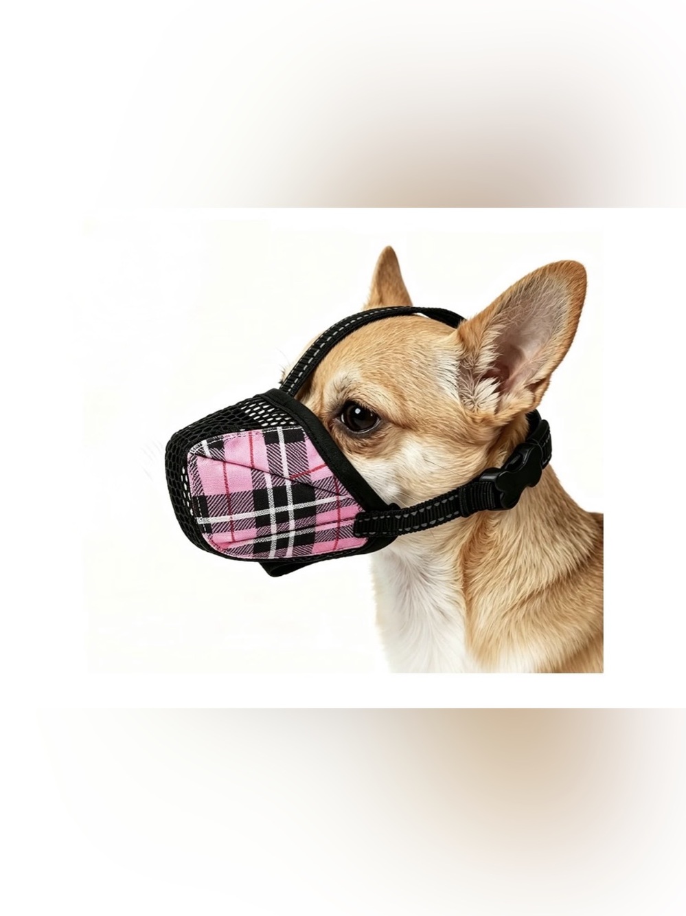 Pink & Black Plaid Dog Muzzle XS